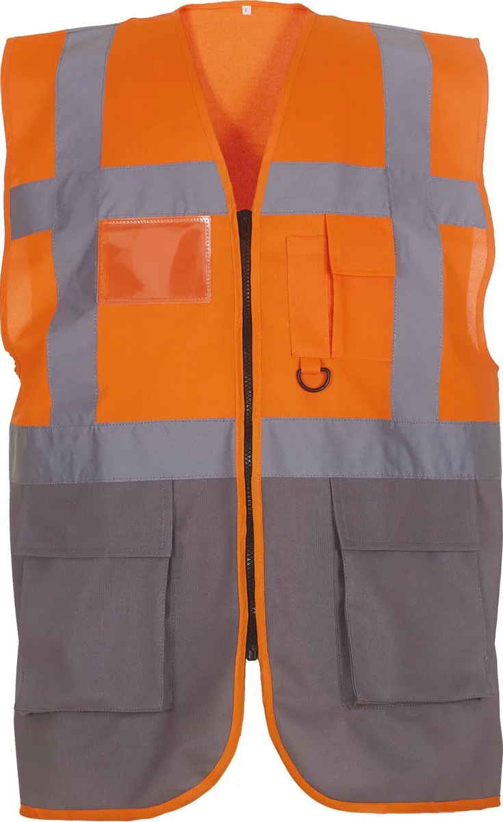 Signalisatie multifunctioneel executive vest YHVW801 - Hi Vis Orange / Grey by Yoko, Hi Vis Orange, Grey, S – product image