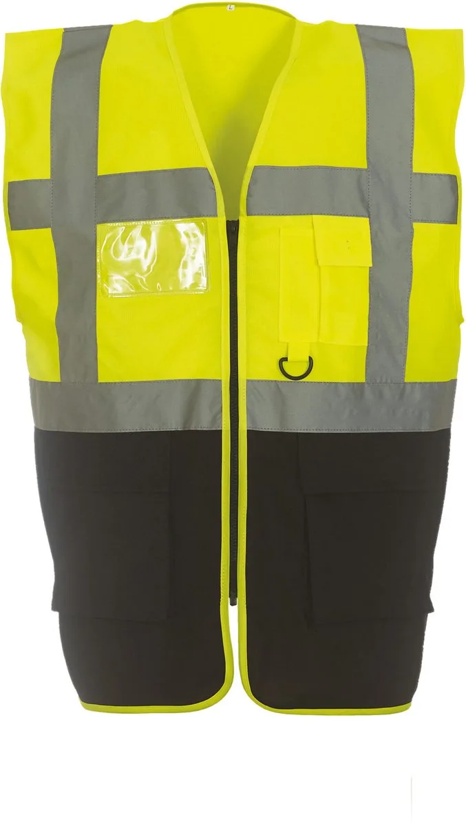 Signalisatie multifunctioneel executive vest YHVW801 - Hi Vis Yellow / Black von Yoko, Hi Vis Yellow, Schwarz, S – Produktbild