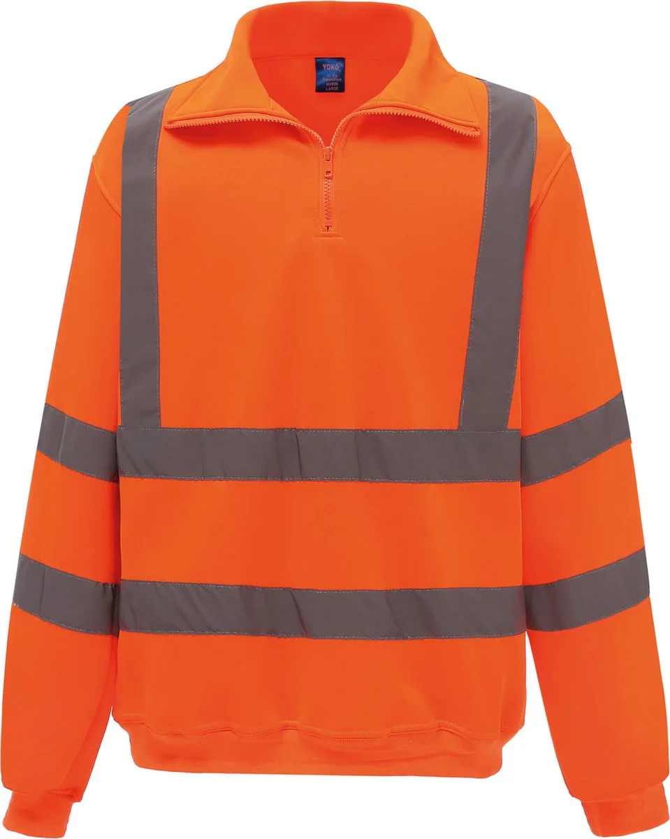 Signalisatie sweatshirt met 1/4 rits YHVK06 - Hi Vis Orange de Yoko, Hi Vis Orange, S – image du produit