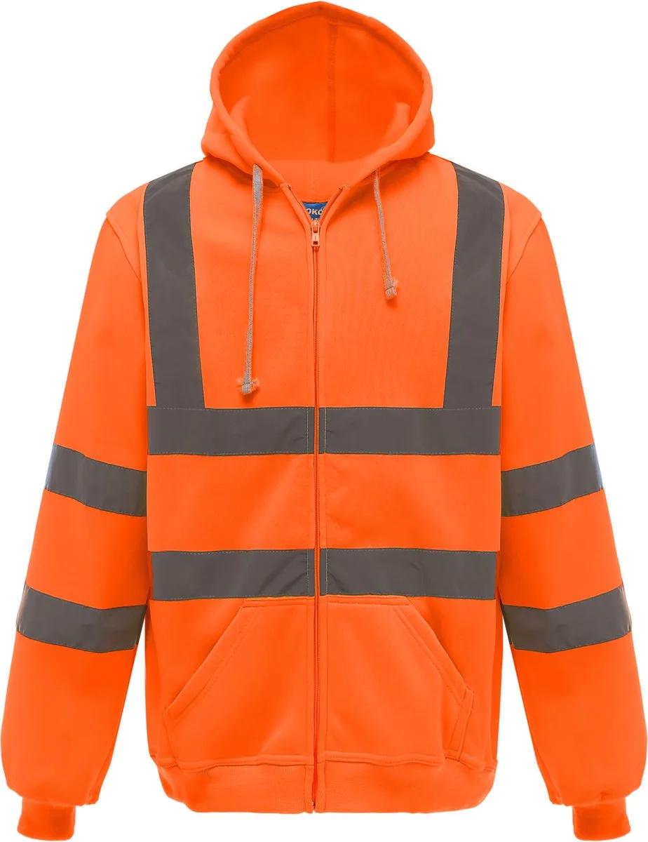 Signalisatie sweatshirt met 1/4 rits YHVK06 - Hi Vis Orange by Yoko, Hi Vis Orange, XL – product image