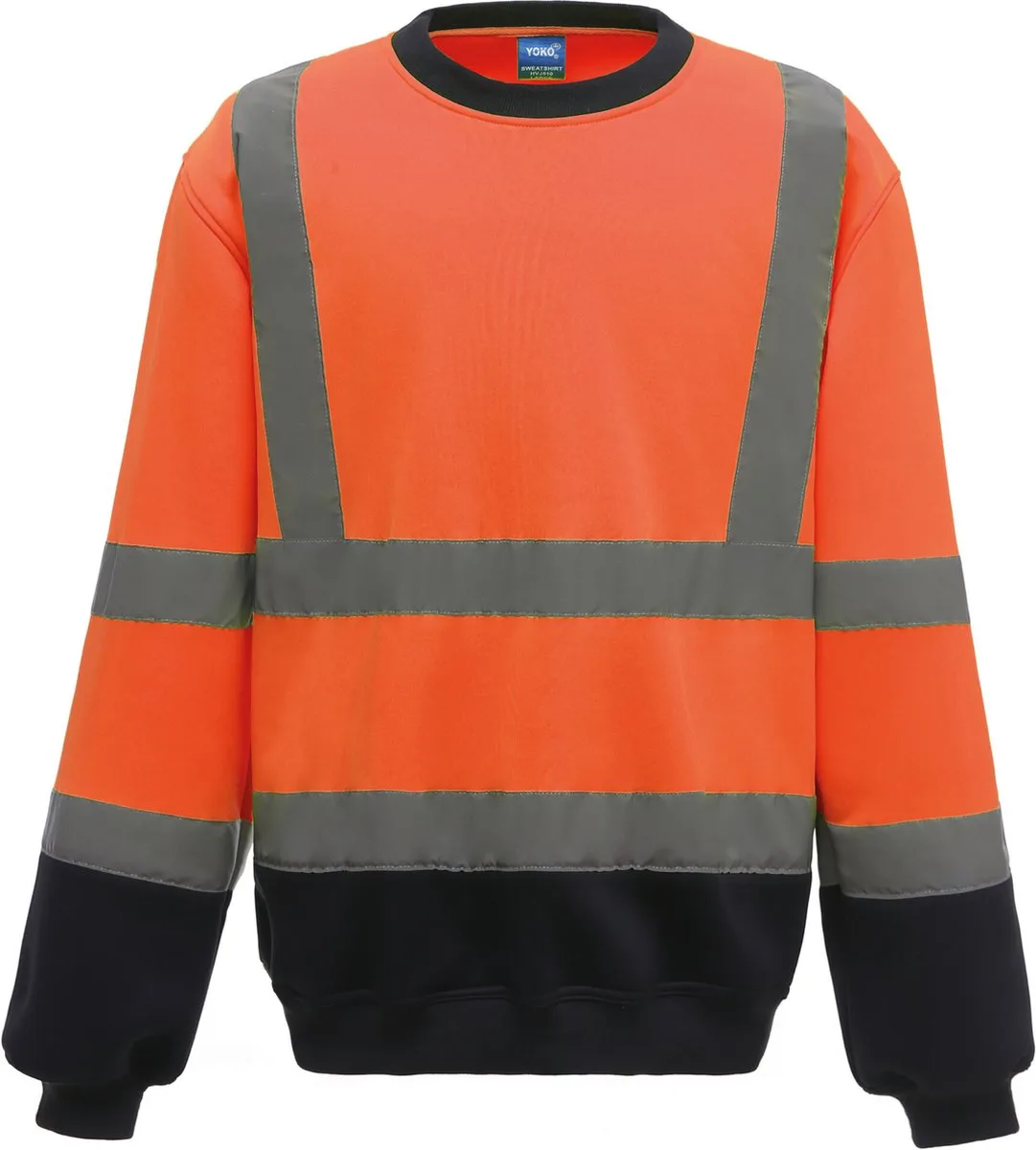 Signalisatie Sweatshirt YHVJ510 - Hi Vis Orange / Navy by Yoko, Hi Vis Orange, Dark blue, S – product image