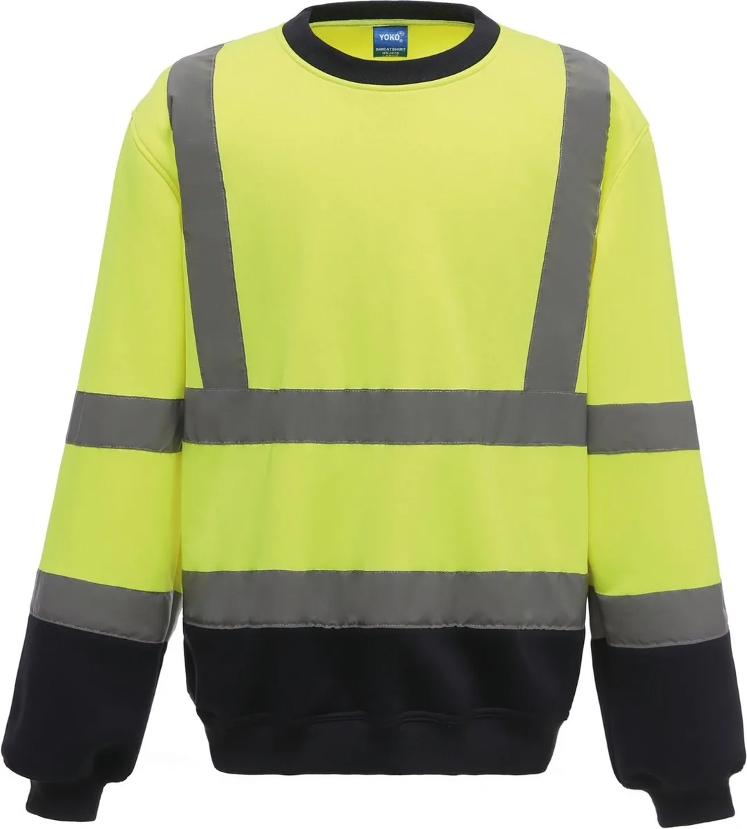 Signalisatie Sweatshirt YHVJ510 - Hi Vis Yellow / Navy fra Yoko, Hi Vis Yellow, Mørkeblå, S – produktbillede