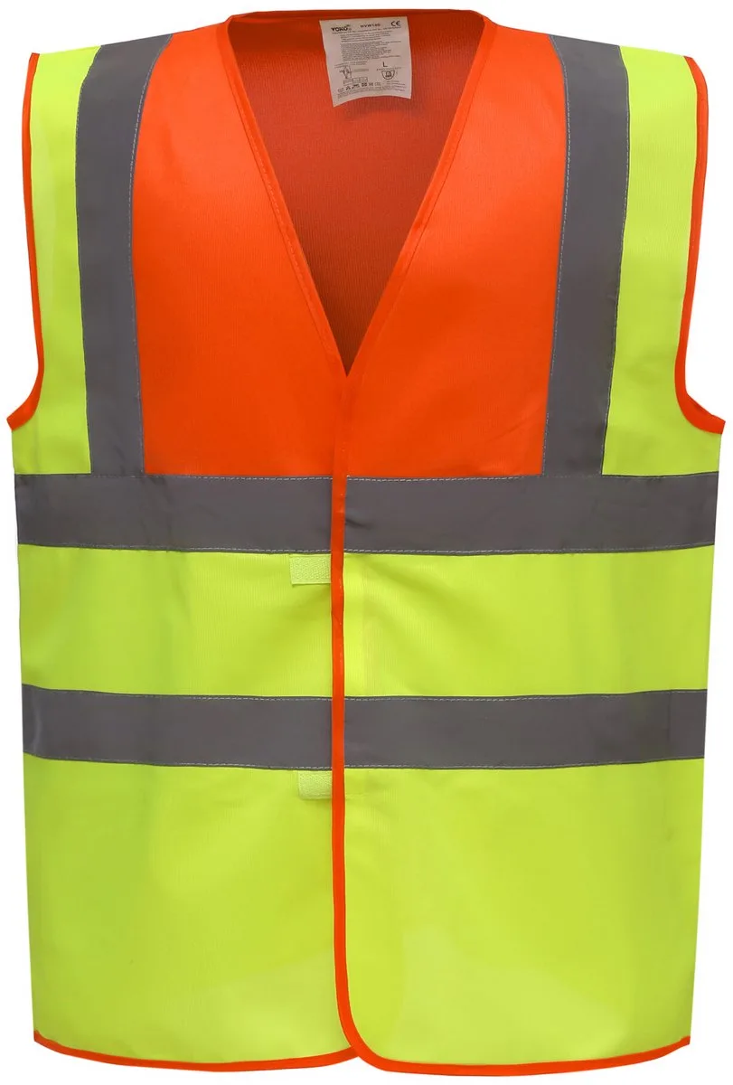 Signalisatievest met 2 Banden & Bretels YHVW100 - Hi Vis Orange / Hi Vis Yellow von Yoko, Hi Vis Orange, Hi Vis Yellow, S – Produktbild