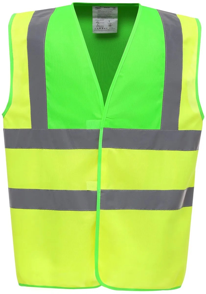 Signalisatievest met 2 Banden & Bretels YHVW100 - Lime / Hi Vis Yellow von Yoko, Lime, Hi Vis Yellow, S – Produktbild