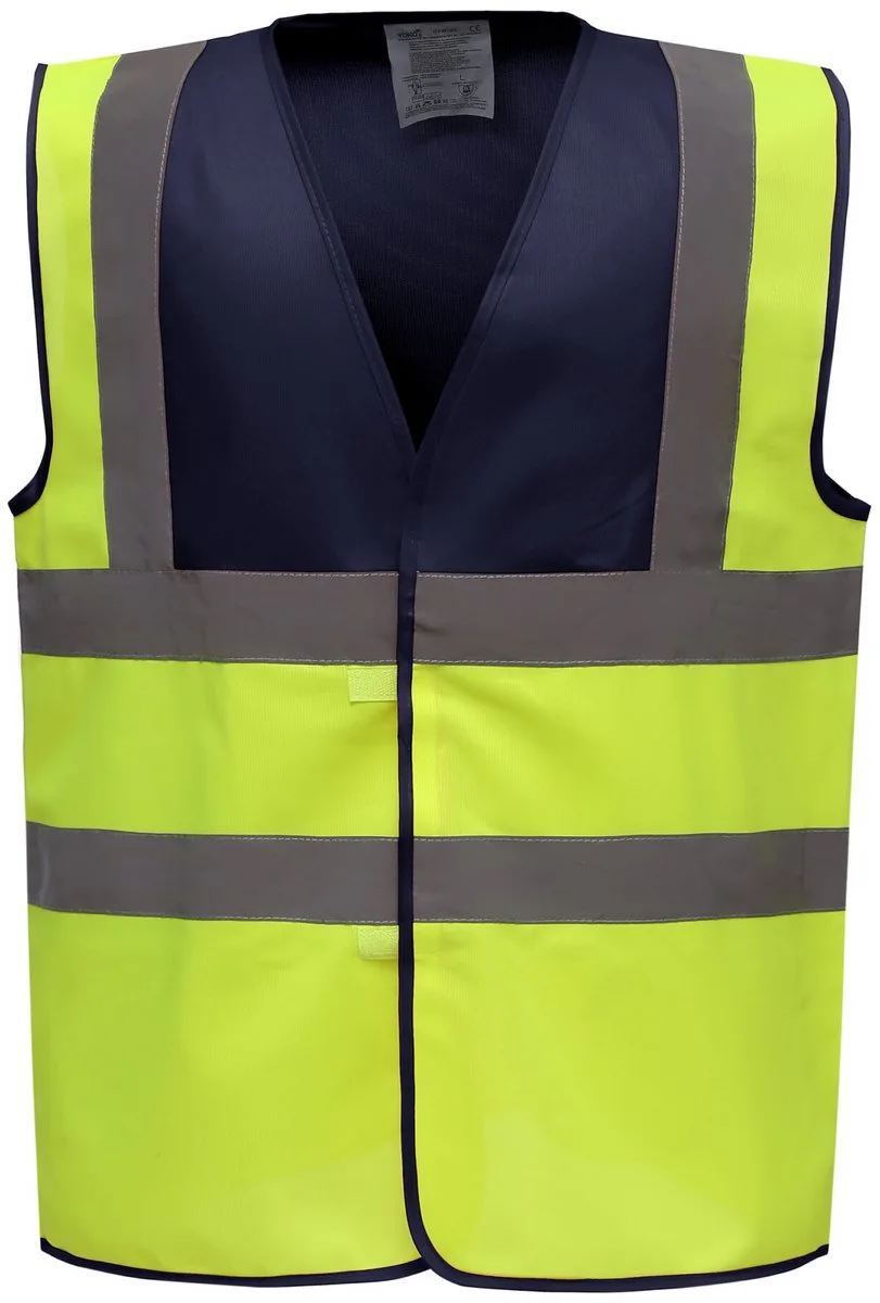 Signalisatievest met 2 Banden & Bretels YHVW100 - Navy / Hi Vis Yellow de Yoko, Bleu foncé, Hi Vis Yellow, S – image du produit