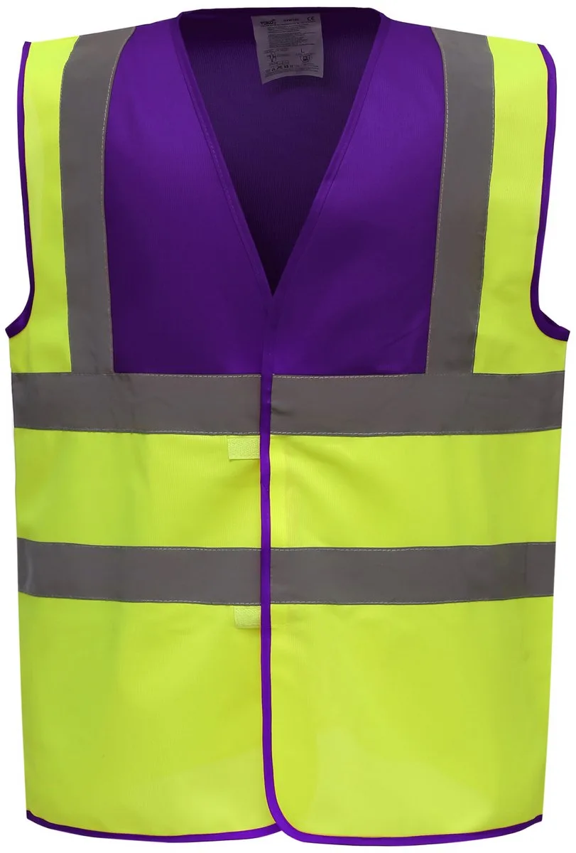 Signalisatievest met 2 Banden & Bretels YHVW100 - Purple / Hi Vis Yellow de Yoko, Violet, Hi Vis Yellow, S – image du produit