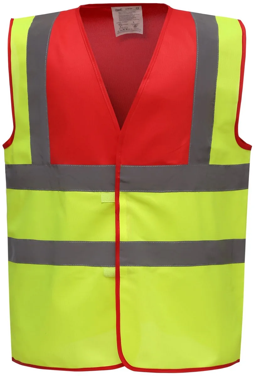Signalisatievest met 2 Banden & Bretels YHVW100 - Red / Hi Vis Yellow de Yoko, Rouge, Hi Vis Yellow, S – image du produit