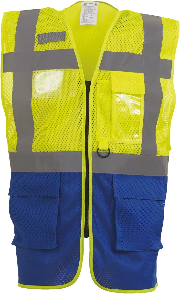 Top Cool -hoge zichtbaarheid vest YHVW820 - Hi Vis Yellow / Royal Blue von Yoko, Hi Vis Yellow, Royal Blue, S – Produktbild