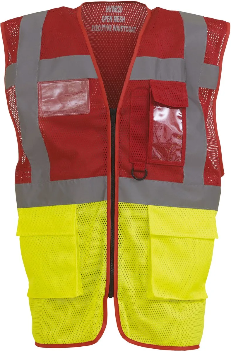 Top Cool -hoge zichtbaarheid vest YHVW820 - Red / Hi Vis Yellow by Yoko, Red, Hi Vis Yellow, S – product image