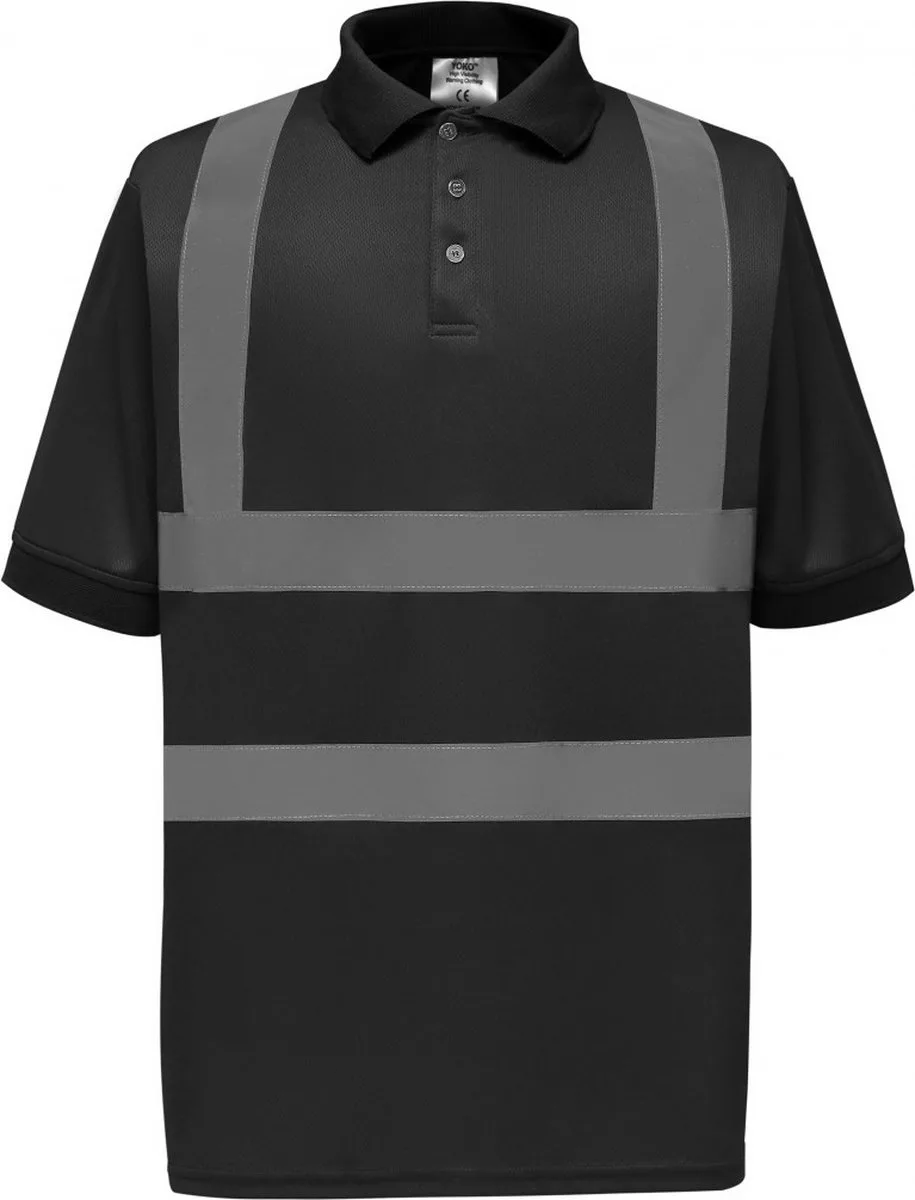 Two Band & Brace Hi-Vis Polo Shirt - Black de Yoko, Noir, L – image du produit