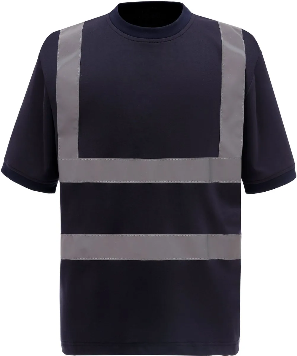 Two Band & Brace Hi-Vis T-Shirt - Navy von Yoko, Dunkelblau, 3XL – Produktbild