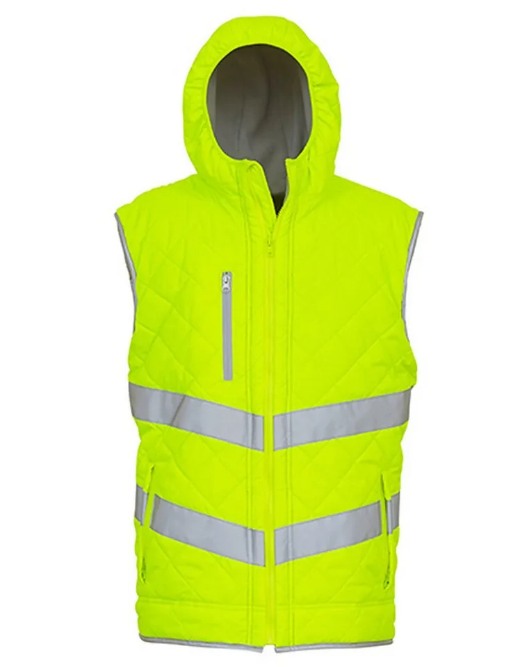Warnweste Hi-Vis Kensington Hooded Gilet fra Yoko, Hi-Vis Yellow – produktbillede