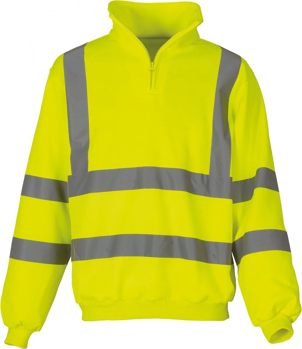 YHVK06 - Signalisatie sweatshirt met 1/4 rits by Yoko, Hi Vis Yellow, S – product image